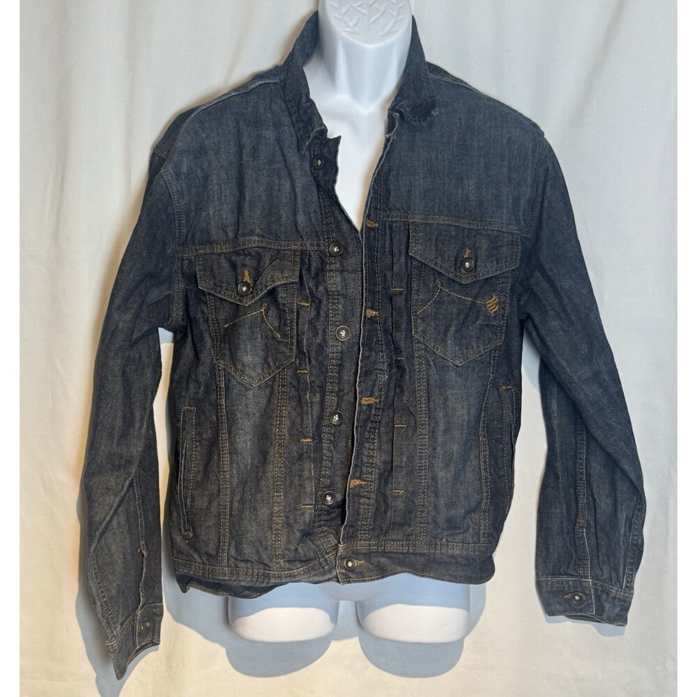 Vintage Men’s Rocawear Dark Wash Denim Jean Jacket Size 44/L Y2K Retro HipHop